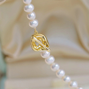 diy珍珠配件s925纯银，单排珍珠项链扣头配件，金色银色手链串珠扣