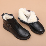 冬妈妈棉鞋羊毛，中老年皮鞋加厚休闲真皮，女鞋保暖短靴