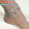 Europe Summer Fashion Trend Women Turquoise Chain Anklet  ck