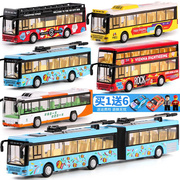 大号双层公交车玩具开门公共汽车模型，儿童大巴男孩合金巴士玩具车