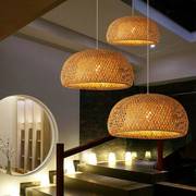 竹编餐厅吊灯简约日式创意田园艺术书房卧室过道新中式阳台玄关灯