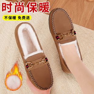 老北京布鞋女保暖棉鞋加绒外穿一脚蹬毛毛鞋休闲冬季女式豆豆棉鞋