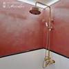 名暖欧式金色法式卫生间铜淋浴花洒套装可升降旋转增压超大出水量