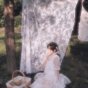婚纱摄影道具外景ins文艺英伦风浪漫白色蕾丝野餐网纱拍照背景布