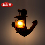 欧式复古地中海实木壁灯铁艺马灯个性创意过道灯酒吧灯阳台灯具
