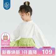 年衣女童衬衫亲子装春秋款复古中国风古风长袖衬衣儿童甜美娃娃衫