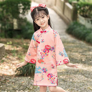女童旗袍长袖春秋款改良唐装儿童中国风洋气汉服小女孩宝宝连衣裙