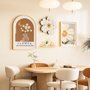 餐厅装饰画现代简约饭厅钟表，挂画北欧花卉歺厅背景墙壁画轻奢墙画