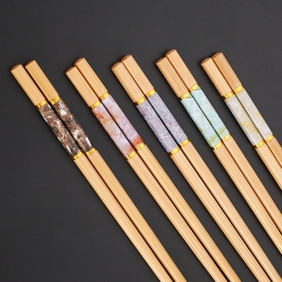 天然楠竹筷子家用高档1-10双成人竹木公筷防霉防滑家庭分筷食品级