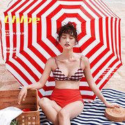 红白蓝白条纹沙滩伞婚纱拍沙雨伞海边照滩外O景大影道具超摄太阳