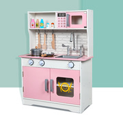 木质粉色过家家厨房儿童厨房套装女孩厨具餐厨具烹饪套装木制玩具