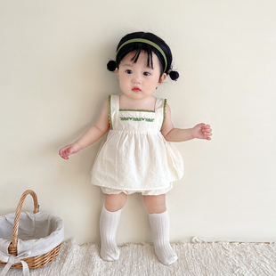 ins韩版夏季宝宝衣服婴幼儿吊带，上衣+短裤两件套女童，夏天婴儿套装
