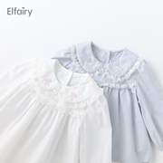 elfairy女童春装娃娃衫，儿童纯棉衬衣2024女宝宝衬衫春秋上衣