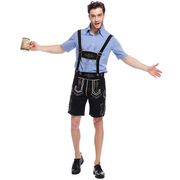 德国啤酒节服装吊带裤 中裤 7分裤 男式衬衫派对舞台服演出服套装