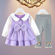 女宝宝公主裙子0-1岁2女童连衣裙两件套小女孩婴幼儿套装春秋童装