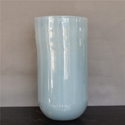 手工直筒简约玻璃花瓶美式欧式家居装饰品摆件超大号花器花瓶