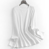 白色字母刺绣宽松显瘦纯棉圆领，春季长袖百搭时尚女装t恤n475