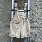 米灰色背带短裤女夏装，2024洋气时尚，宽松显瘦阔腿裤连体牛仔裤