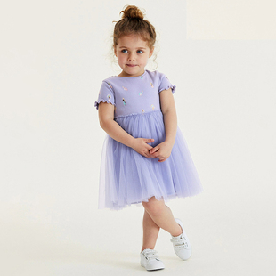 夏装女童连衣裙甜美紫色，蓬蓬裙婴儿宝宝，公主裙网纱裙生日礼服