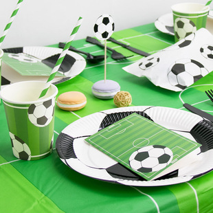 足球主题生日派对用品男孩装饰布置套装一次性餐具纸盘纸杯桌布