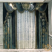 真丝绒欧式窗帘客厅奢华大气，别墅宫廷美式卧室绒布法式棉绒丝绒
