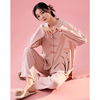 2024女士睡衣春秋季纯棉长袖粉色新中式中国风家居服大码套装
