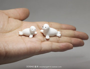 迷你版超小号白海豚(白海豚)小海豹，母子树脂小动物公仔模型玩偶摆件
