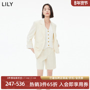 lily2023秋女装绵羊毛都市，通勤气质宽松时尚，腰带休闲西装外套