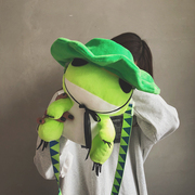 周震南同款蛙鸡包唧唧搞怪旅行青蛙可爱小包包蛙儿子玩偶秋冬礼物
