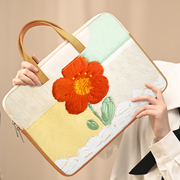 高级感手提笔记本电脑包女适用联想小新air14苹果macbookpro15点6寸华为保护套，拯救者红米惠普16通勤手提袋17