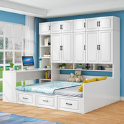 榻榻米床衣柜一体小户型，实木书桌衣柜床组合多功能，一体简约儿童床