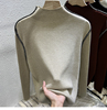 宽松遮肚80-200斤半高领针织打底衫女秋冬洋气设计感长袖毛衣