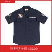 空军一号美军空军衬衫藏蓝色全棉贡缎男式短袖半袖夏季衬衣