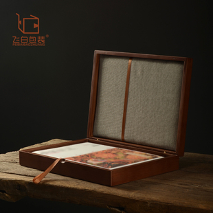 红磁吸书本收纳盒33.5*25.5复古长方形，大号家谱首饰包装竹木礼盒