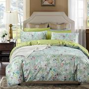 棉6支贡缎富贵鸟绿长绒棉全纯棉家纺面料床上用品印花0宽幅.8米布
