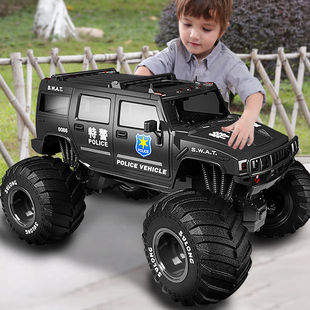 京达玩具儿童遥控汽车悍马越野警，车模(1:10)超大玩具模型男孩