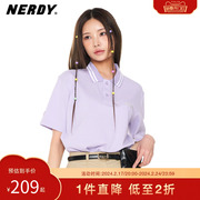 NERDY2023春夏经典logo珠地布Polo领短袖男女同款运动时尚T恤