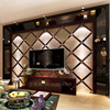 欧式工艺术玻璃客餐厅电视拼镜方菱形简约影视沙发玄关背景墙
