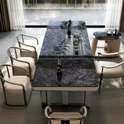 高端奢石岩板茶台办公室大板功夫泡茶现代简约茶桌椅组合一桌五椅