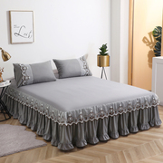 公主风荷叶蕾丝边床裙式单件1.5m防滑床垫套1.8米席梦思保护床罩