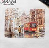 法国dmc绣线十字绣套件客厅，挂画fj2793雨中城市，14ct印花风景