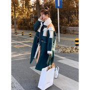 工装派克服女2023年冬季设计感撞色时尚韩版oversize棉服外套