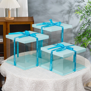 方形蛋糕盒6六8八10十12寸单双层加高双面覆膜透明烘焙盒子包装盒