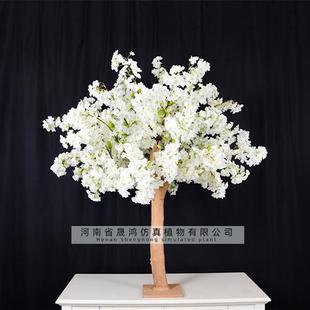 仿真樱花树餐桌实木白色樱花树玻璃钢酒店仿真树盆栽装饰桃花树