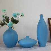 中式花瓶摆件新中式客厅插花瓶陶瓷餐桌玄关禅意家居装饰蓝色花器