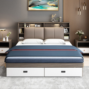 实木床现代简约1.8米主卧双人床，榻榻米储物床小户型1.5板式收纳床