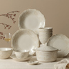 日式盘子菜盘家用ins风高颜值陶瓷碗复古一人食餐具法式碗碟套装