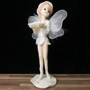 唯美桌面摆件 白衣天使坐款花仙子少女树脂娃娃 工艺家居装饰