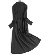 B832黑色显瘦修身POLO领半拉链长袖女裙春季长裙连衣裙子0.6