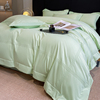 全棉裸睡纯色四件套床单被套罩1.5米1.8m2.0床上用品轻奢公主少女